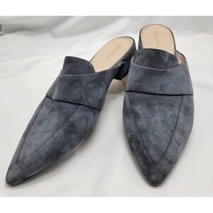 Cole Haan Womens 9.5B Gray Charcoal  Suede Marlee Mules Pointed Toe Block Heel